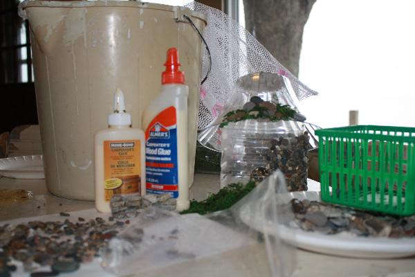 Selection of stones for fairy house construction