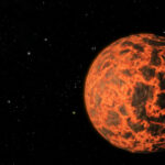 An artist’s impression of early Earth, which was then a molten ball of lava flying through space