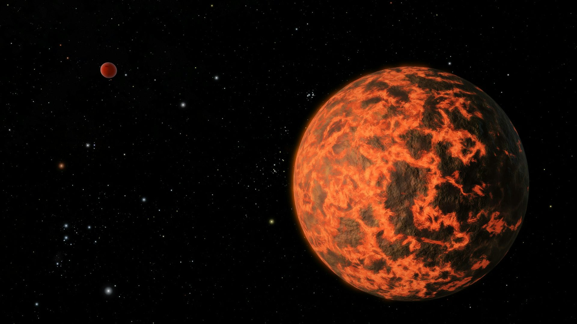 An artist’s impression of early Earth, which was then a molten ball of lava flying through space