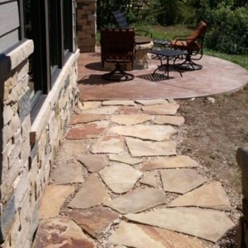 Flagstone patio creating an elegant outdoor space