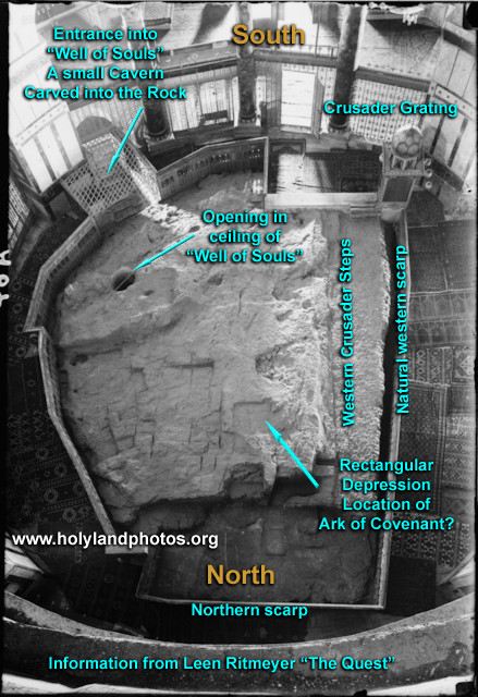 View looking down on the sacred stone, often called “The Foundation Stone.