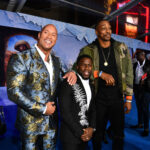 Dwayne Johnson, Kevin Hart and Dwight Howard at the premiere for “Jumanji.”
