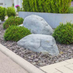 Granite boulders in a landscape design