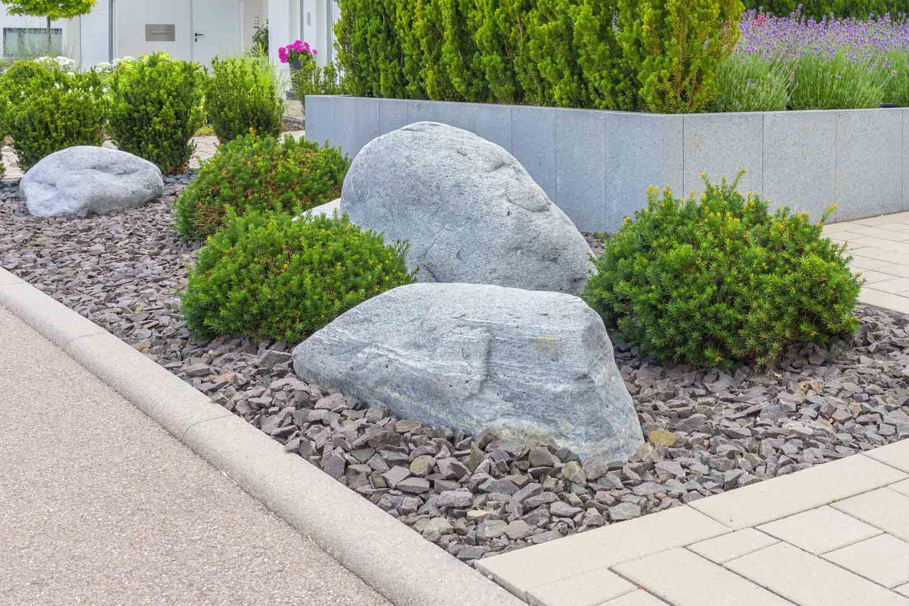 Granite boulders in a landscape design