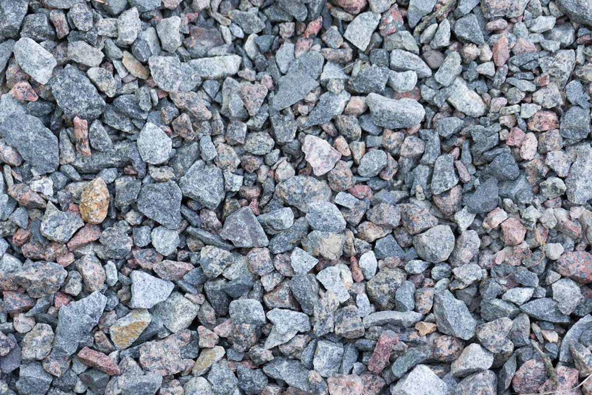 Up close view of crushed granite gravel