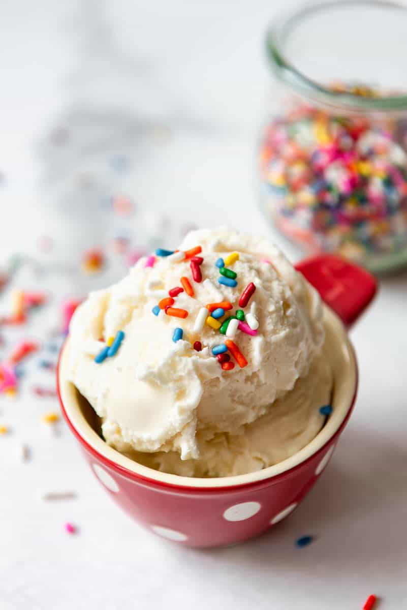 Homemade Vanilla Ice Cream with toppings