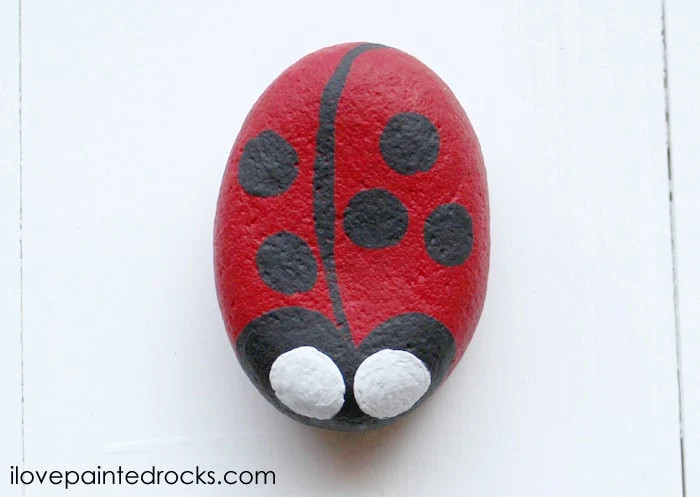 How to paint a ladybug on a rock