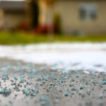 Rock salt on road