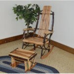 Hickory rocking chair with foot stool
