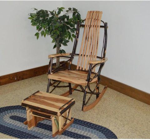 Hickory rocking chair with foot stool