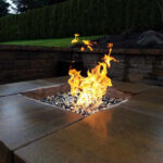 Fire glass in a fireplace