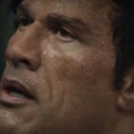 Dwayne Johnson as a sweaty Mark Kerr in The Smashing Machine