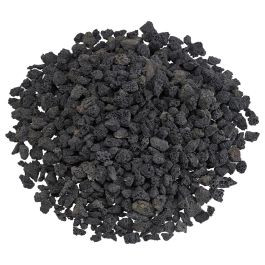 Small lava rocks used as a base layer in a fire pit