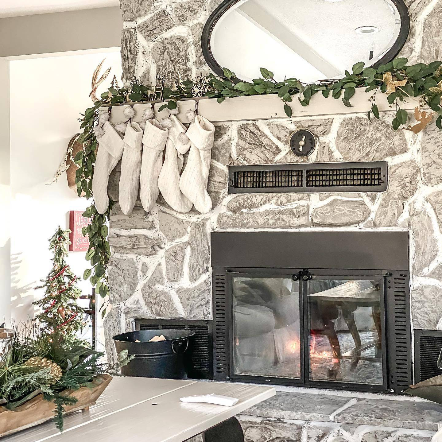 Rock Fireplace Painted with Jolie Paint