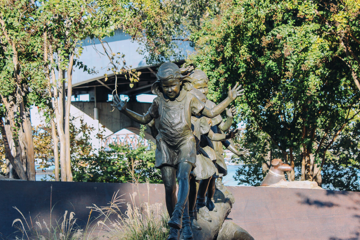 Little girl sculpture in Little Rock, adding charm to the sculpture garden