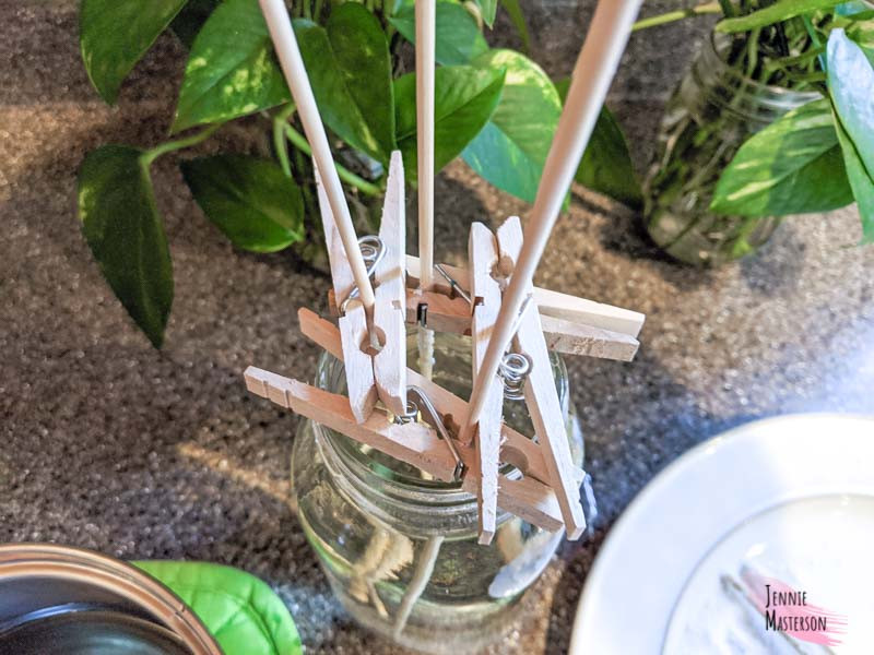 Showing the pattern of the clothes pins at the top of the jar