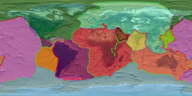 Map of plate boundaries showing the location of divergent, convergent and transform boundaries.