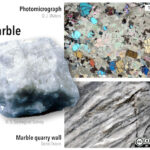 White marble with recrystallized calcite crystals, non-foliated metamorphic rock