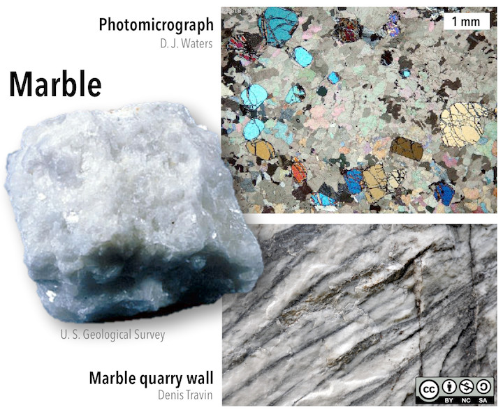 Marble made of pure calcite is white