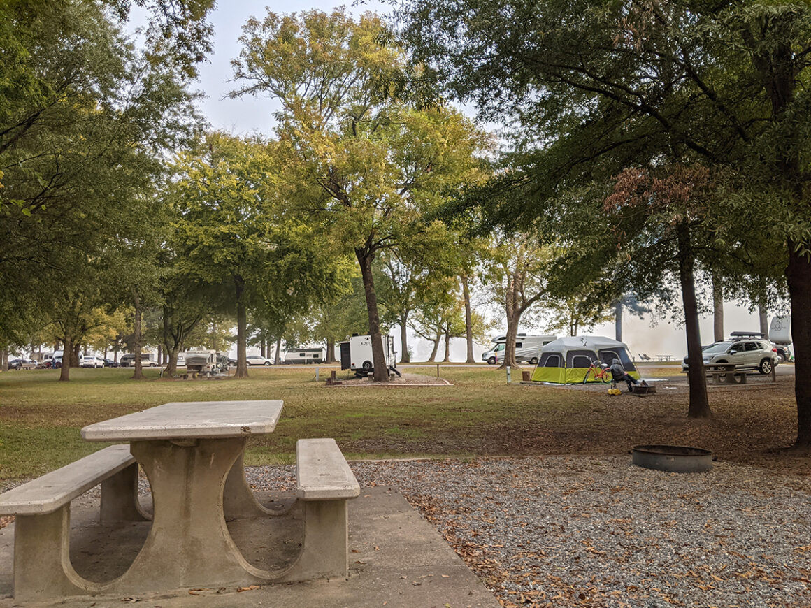 a campsite at Maumelle Recreation Area and campground in Little Rock, Arkansas