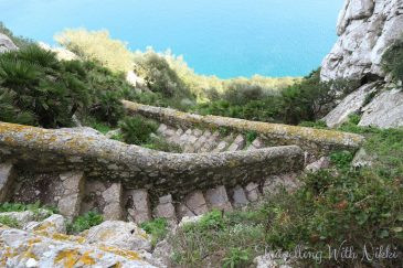 The final stretch of steps leading to the summit of the Rock of Gibraltar.