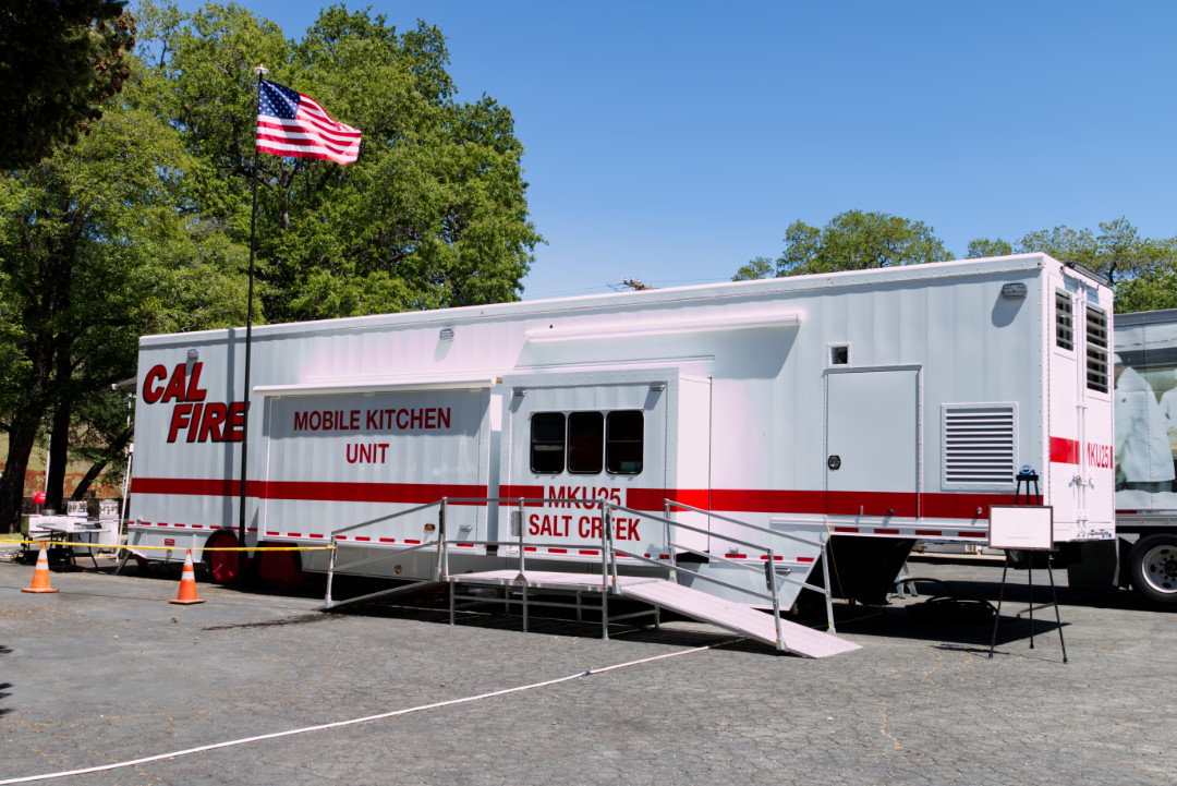 A CAL FIRE Mobile Kitchen Unit from Salt Creek Conservation Camp