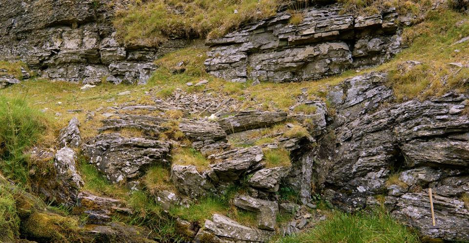 The headwater of the River Teme (Afon Tefeidiad) in Mid Wales, showing biological weathering.