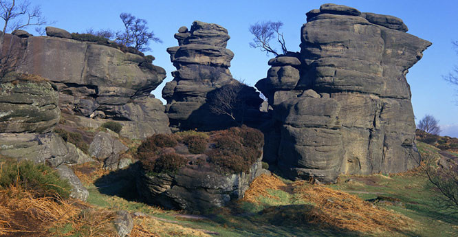 Brimham Rocks show wind erosion