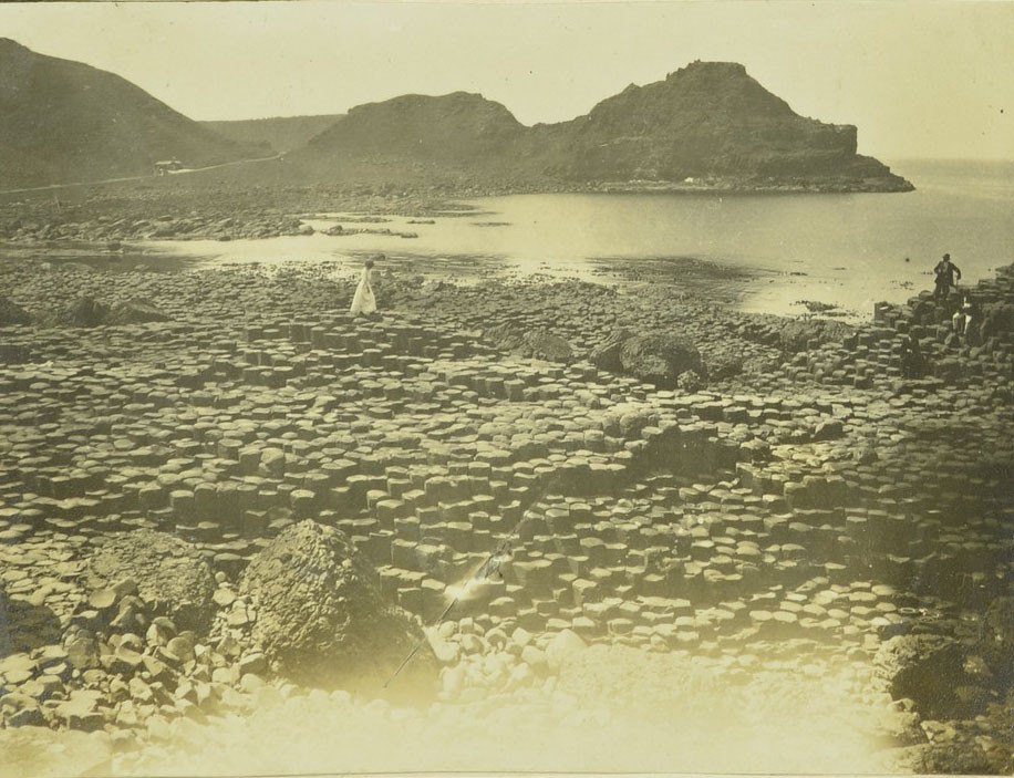 Woman Walking on The Columns at The Giant's Causeway in The Early Twentieth Century