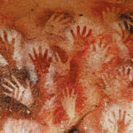 Overlapping handprints in Cueva de las Manos