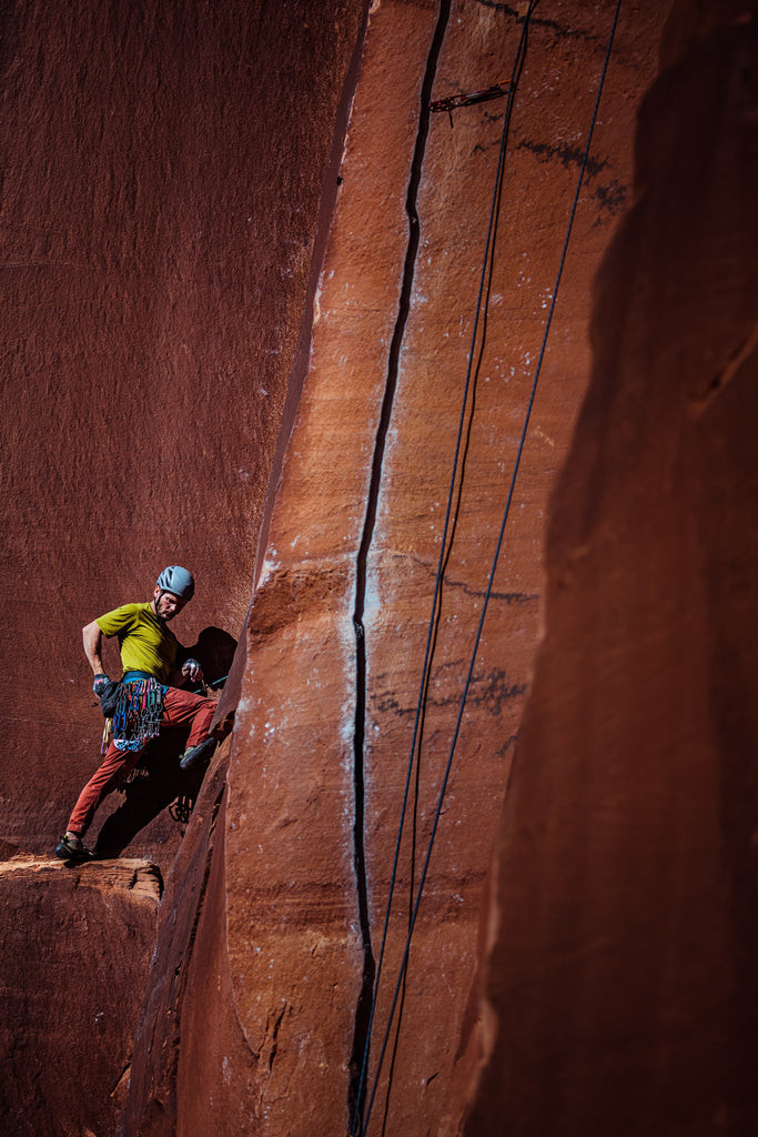 Climber taking a short break to recover strength before continuing their ascent