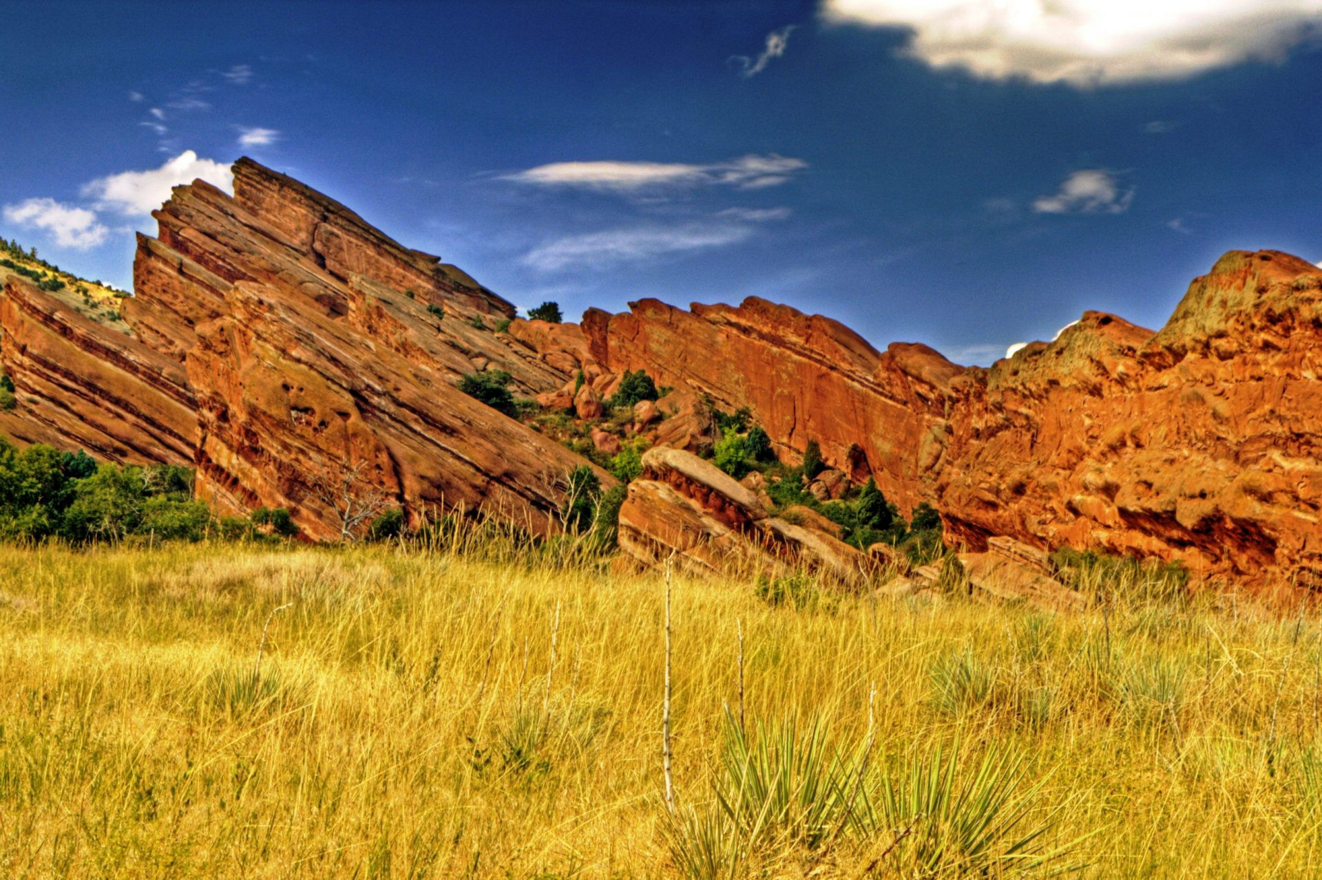 Creation Rock and Ship Rock at Red Rocks Amphitheatre, showcasing the natural acoustics and stunning geological setting