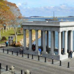 Granite boulders in a landscape design, creating a natural and historical aesthetic