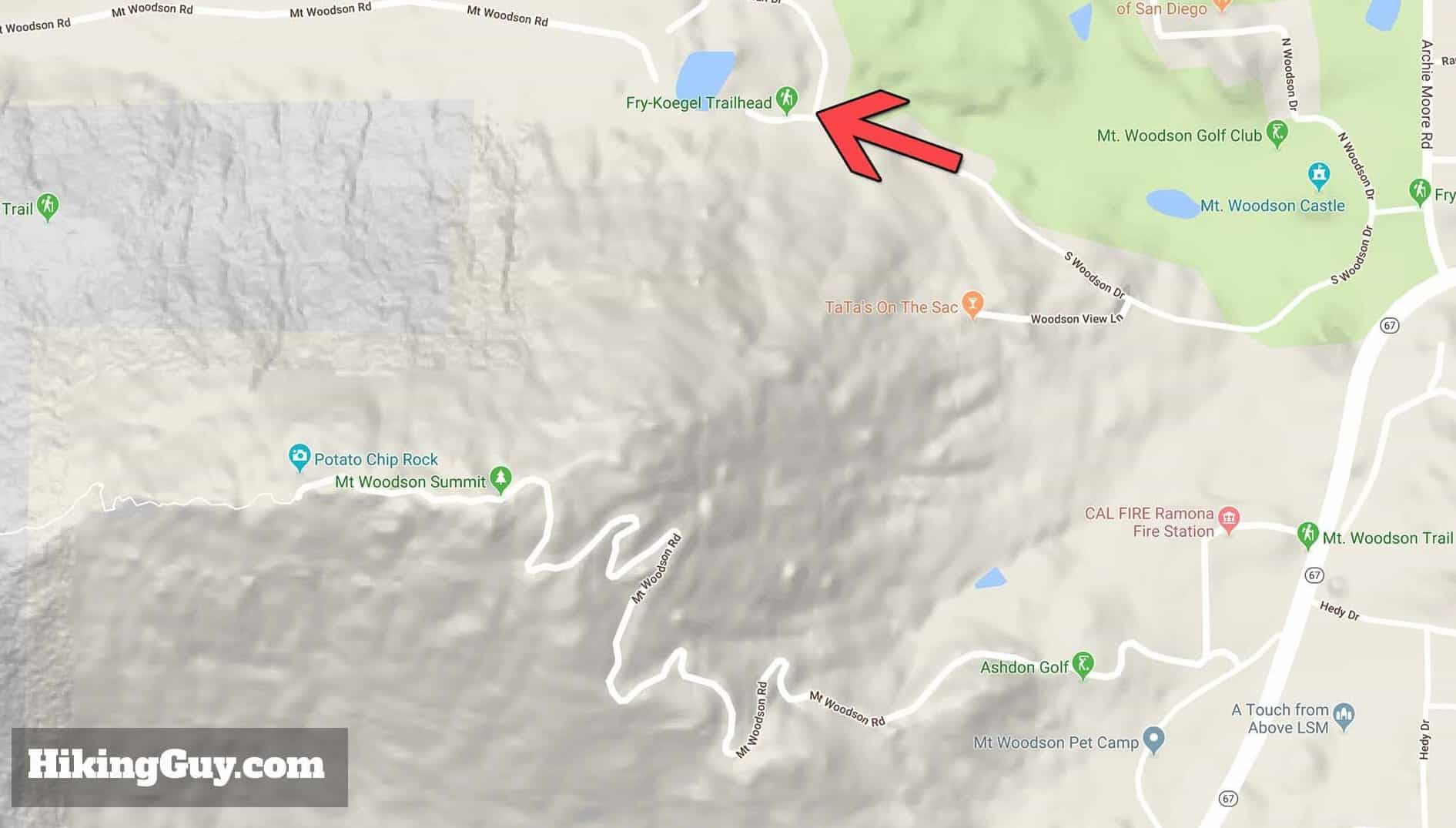 mt woodson short hike map