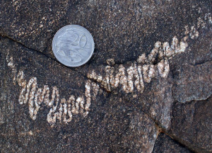 Ptygmatic folding from Broken Hill, New South Wales, Australia showing folding