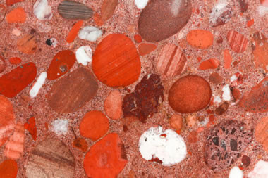 Red conglomerate slab