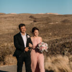 Red Rock Canyon Wedding, Bride in Pink Dress