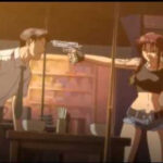 Revy aiming her guns