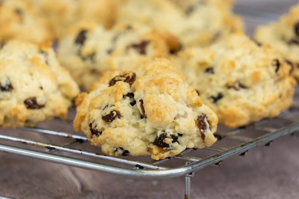 Ingredients and tools for making British rock buns