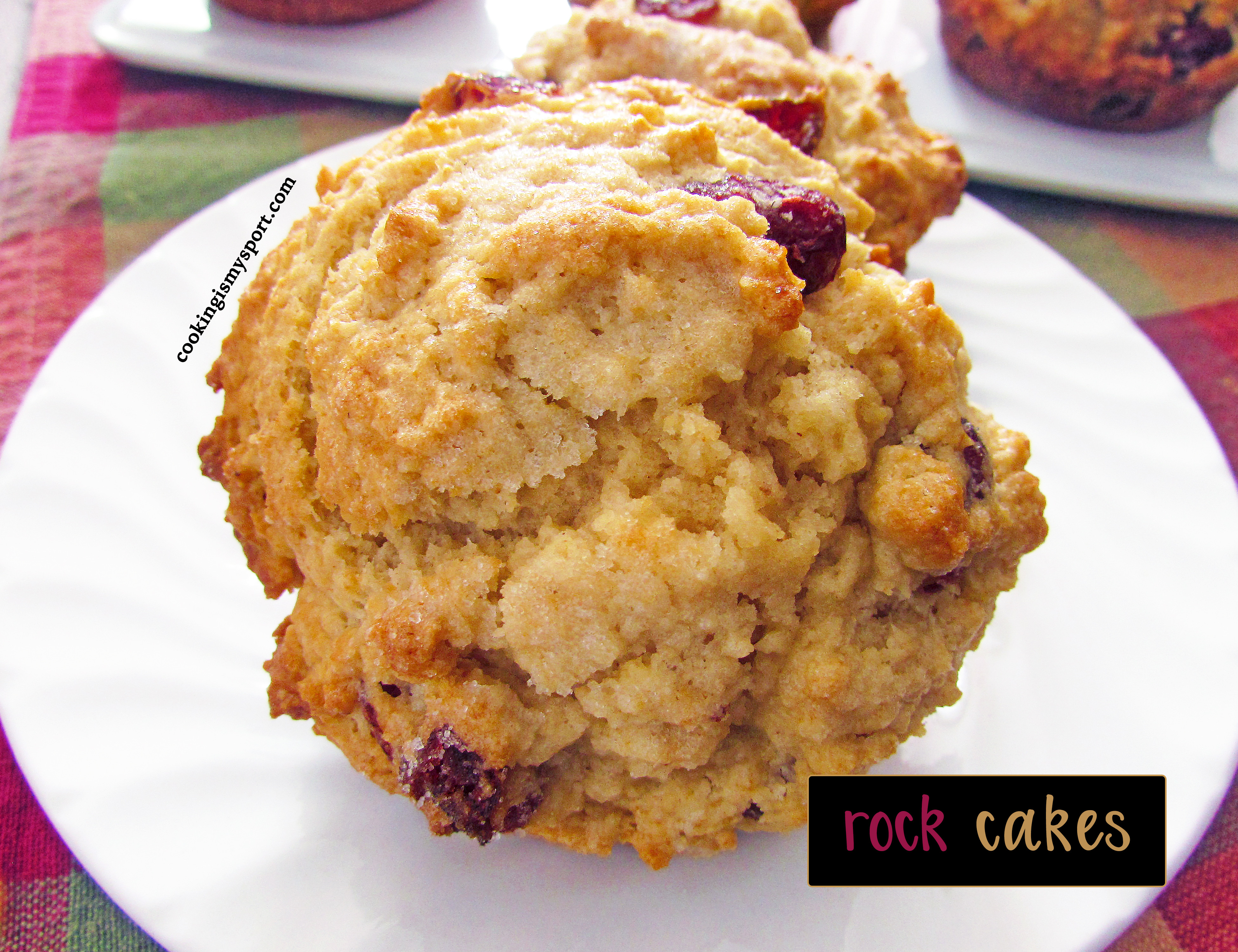 Close-up of rock cakes with various dried fruits