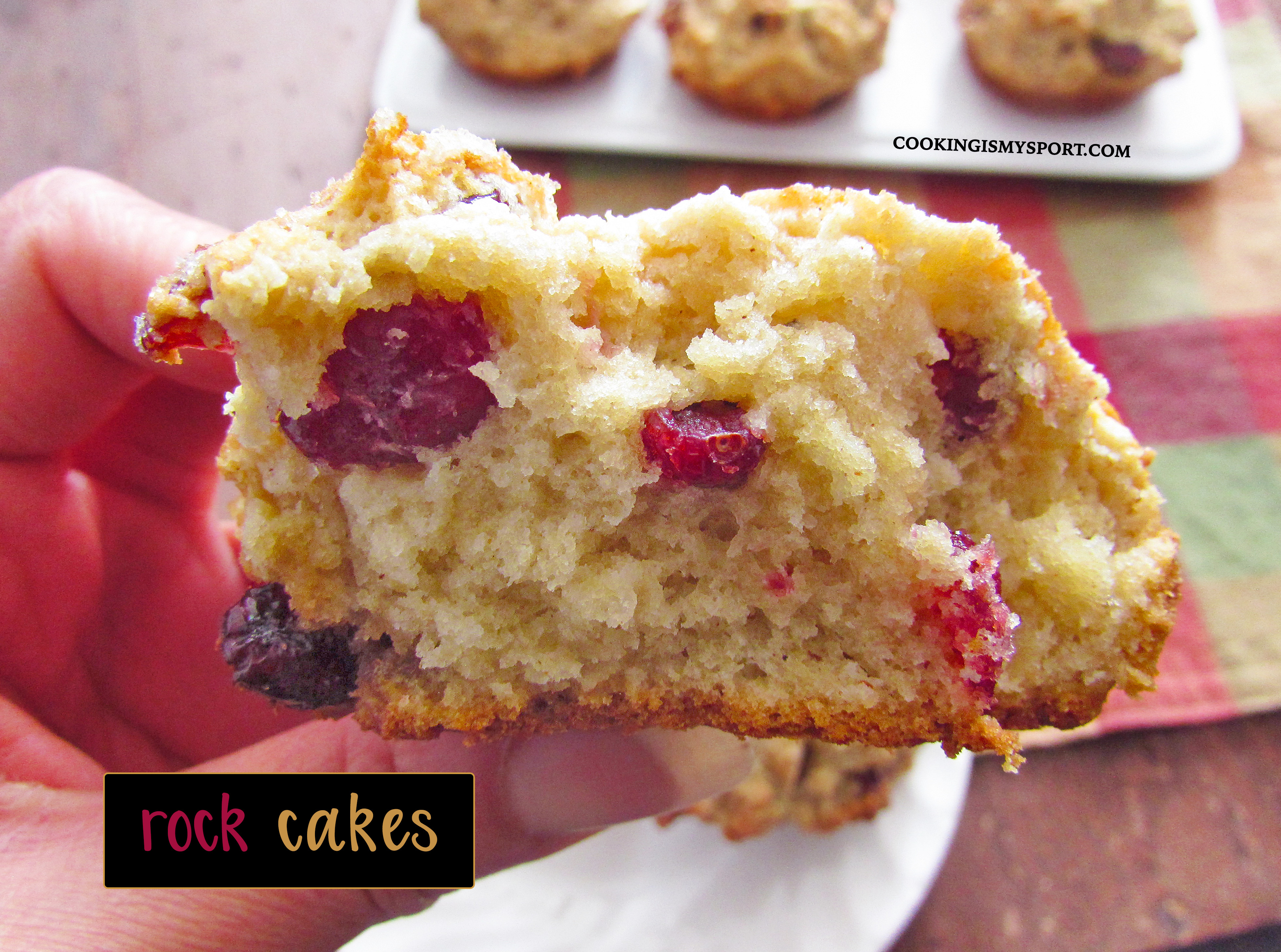 Baking tray with golden brown rock cakes