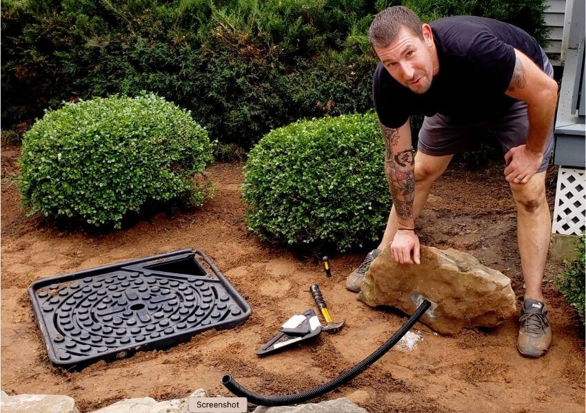 Attach hose to the rock for the rock fountain