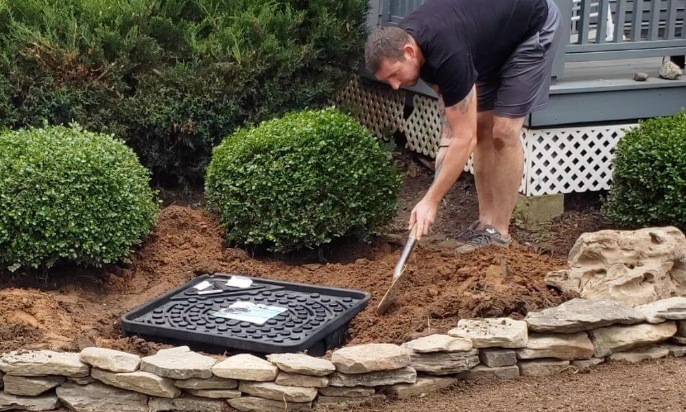 Backfill the rock fountain basin
