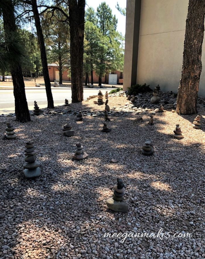 Natural rock tower garden art