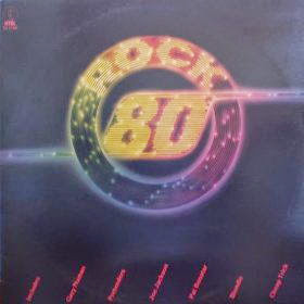 Rock 80 album cover featuring a black and white image of a rock band performing.