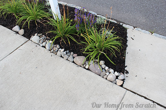 Rocks in a flower bed
