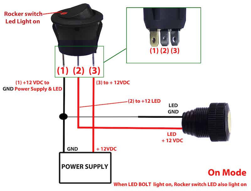 Round rocker switch connection wiring diagram
