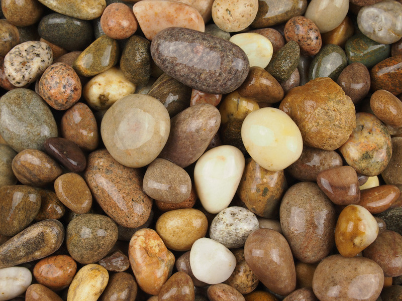 Collection of Scottish pebbles for pond decoration