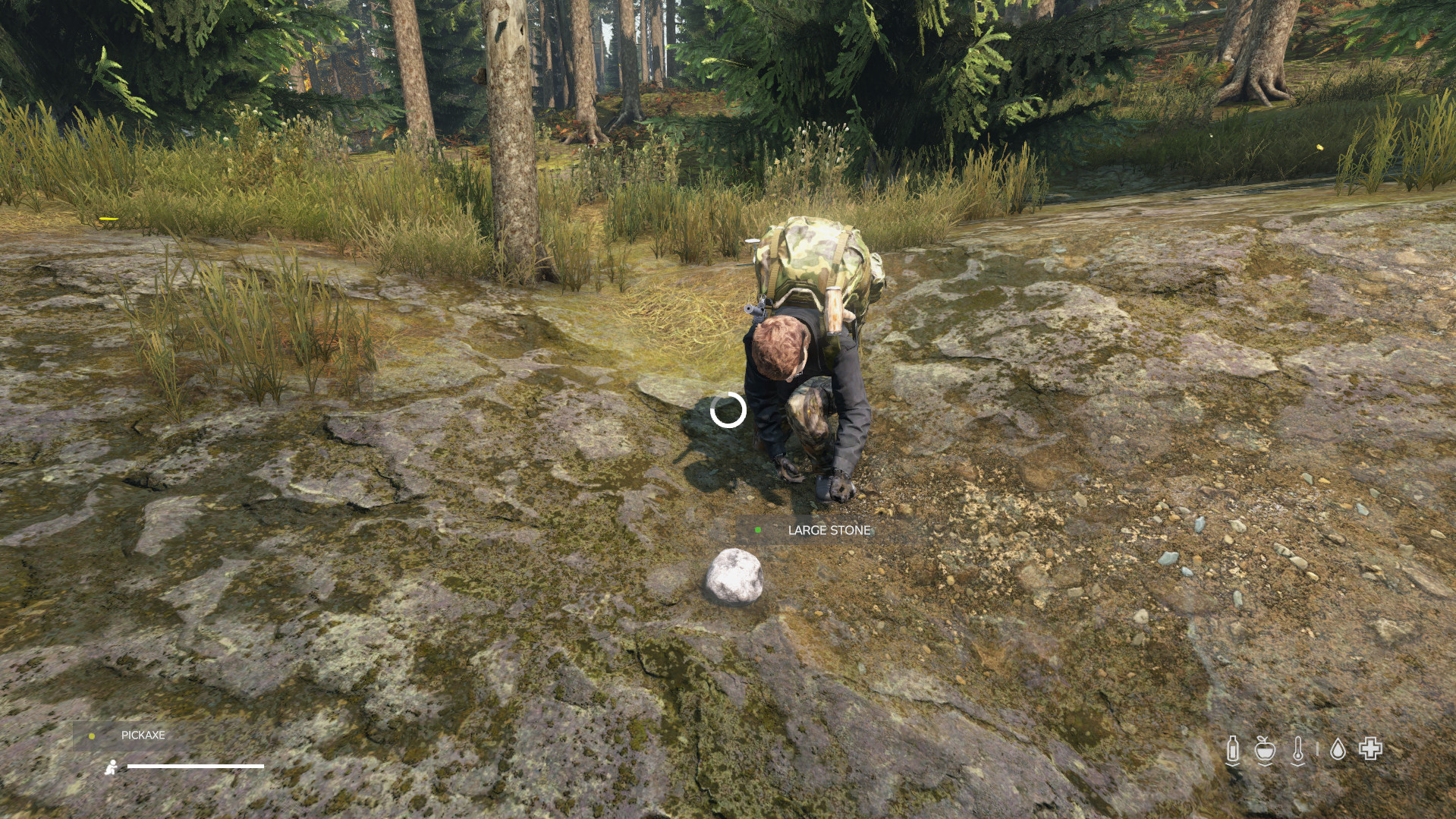 Splitting a large stone into smaller stones for crafting purposes in DayZ