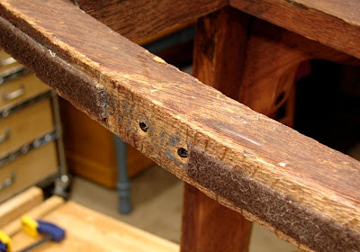 Rocking chair runner reinforced with finish screws